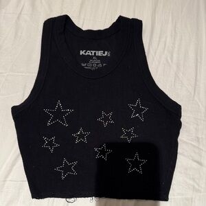 Katie J NYC Black Starry Tank Top